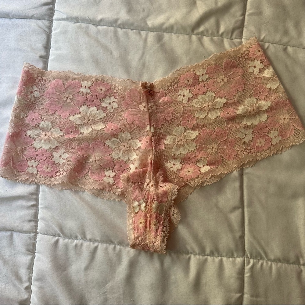 Pink And White Cheeky Lace Victoria Secret Underwear Size Medium